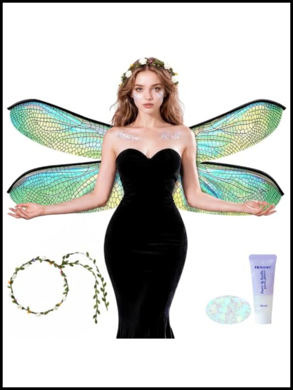 Dragonfly Wings Adult Women Halloween Costume Accessory Set Sheer Fairy Wings